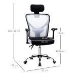 Cadeira de Escritório Ergonômica Cadeira de Escritório Giratória com Altura Ajustável Função Reclinável Apoio para a Cabeça e Suporte Lombar 65x67x108 - 118cm Branco