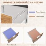 Arquivador para Escritório com 5 Rodas 2 Gavetas 2 Barras para Pastas A4 Fechadura e 2 Chaves 42x40x60 cm Madeira
