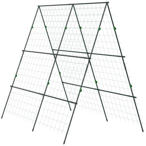 Treliça de Jardim Triangular Suporte para Plantas Trepadeiras com Estrutura em Aço 180x100x180 cm Verde