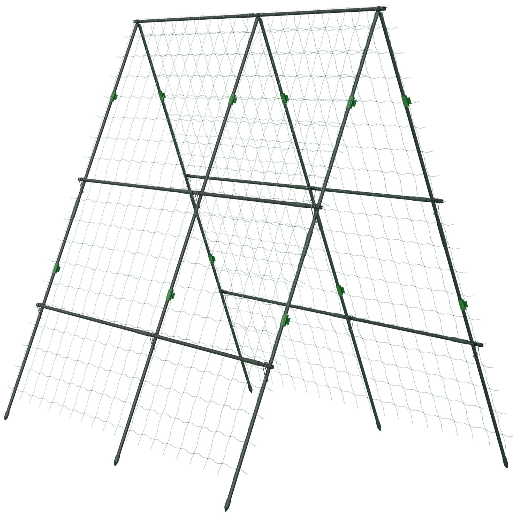 Treliça de Jardim Triangular Suporte para Plantas Trepadeiras com Estrutura em Aço 180x100x180 cm Verde