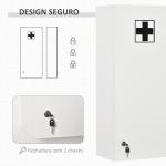 Armário de Medicamentos de Parede 5 Níveis com Prateleiras de Vidro Ajustáveis Fechadura Chaves 30x20x70 cm Branco