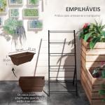 Suporte para Plantas de 5 Níveis com 5 Vasos Orifícios de Drenagem para Interior e Exterior 55x63x120 cm Preto