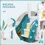 Escorrega Infantil 4 em 1 para Crianças com Cesto de Basquetebol Telescópio Escalador e Espaço de Arrumação 70x177x92 cm Amarelo e Verde