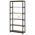 Estante estilo industrial com 6 prateleiras abertas para sala de estar Escritório 80x30x180 cm Castanho Rústico