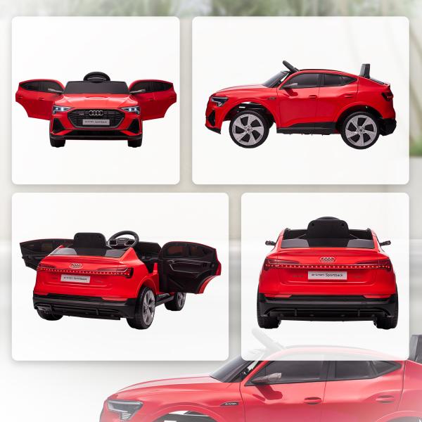 Carro Elétrico Audi E - Tron 12V para Crianças acima de 3 Anos com Controle Remoto Faróis Buzina Música MP3 TF USB e Abertura da Porta 3 - 8km/h 108x60x47cm Vermelho