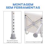 Cadeira para Duche Antiderrapante com Altura Ajustável em 8 Níveis Cadeira de Banho 50,6x43x71 - 88 cm Branco
