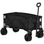 Carrinho de Transporte Dobrável com Rodas Giratórias 360° e Guiador Ajustável 59 - 89 cm para Campismo Praia 108x55x61 - 91 cm Preto