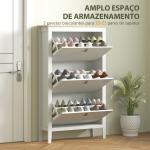 Sapateira para Entrada com 3 Gavetas Prateleiras Ajustáveis e Puxadores em PU para 21 Pares de Sapatos 80x24x131 cm Branco
