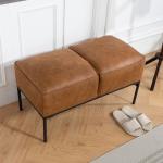 Banco ao Pé da Cama Multifuncional Moderno com Assento Acolchoado Espesso e Pés em Aço PU 80x40x46 cm Castanho