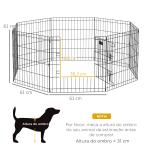Parque para Cães 8 Painéis 61x61cm Dobráveis Gaiola Metálica para Animais de Estimação com Porta e Dupla Fechadura Preto