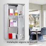 Armário de Medicamentos Armário de Primeiros Socorros de Aço Inoxidável com 3 Prateleiras e Fechadura 25x12x48 cm Prata