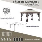 Tenda Dobrável Pop - UP 3,92x3,92x2,83 m com Altura Ajustável Proteção UV50+ Rede Mosquiteira e Bolsa de Transporte Bege e Marrom