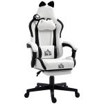 Cadeira Gaming com Orelhas Cadeira Gamer Reclinável com Altura Ajustável e Suporte Lombar 65x62x116 - 124 cm Branco
