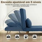 Sofá Cama Individual Estofado em Linho com Encosto Ajustável em 5 Posições e Almofada Sofá Cama Pequeno 72x75x85 cm Azul Escuro