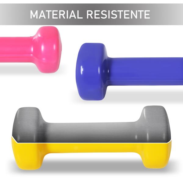 Jogo de 8 Halteres Hexagonais 4 Pares 2kg 1,5kg 1kg 0,5kg com Revestimento Pesos para Exercícios em Casa Academia Aço Multicolor