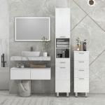 Móvel Auxiliar Casa de Banho Moderno Móvel de Armazenamento Casa de Banho com 4 Gavetas Anti - Tombo 30x30x93 cm Branco
