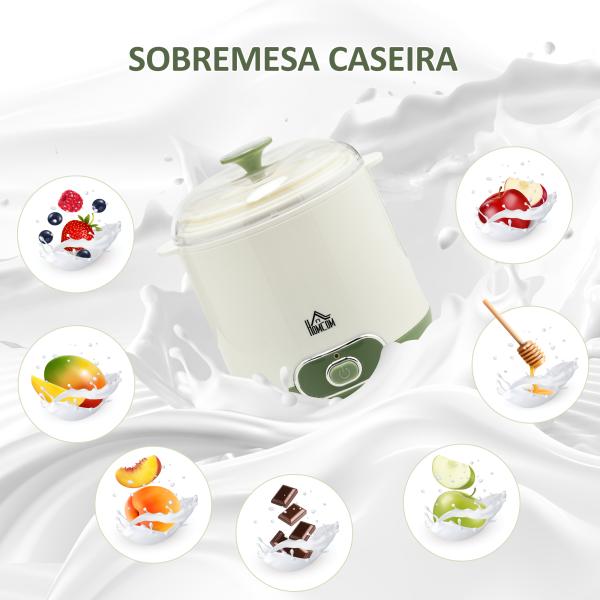 Iogurteira 20W 1,5L Máquina de Iogurte para Fazer Iogurte Grego e Aquecimento a Temperatura Constante PTC 19,5x17,5x21,4 cm Branco