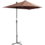 Chapéu de Sol de Parede 200x190x240 cm com Manivela Poste de Aço e Base Cruzada Anti - UV para Terraço Varanda Castanho