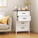 Cómoda 4 Gavetas Cómoda de Dormitório Estreita e Alta com Bancada com Efeito Madeira 60x35x87 cm Branco