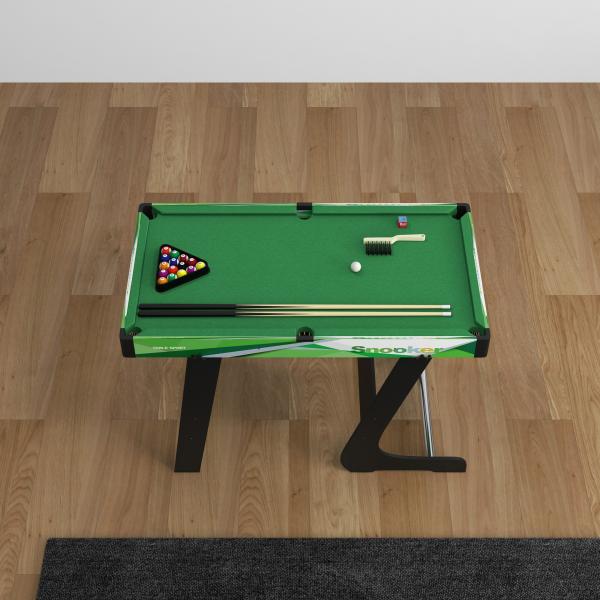 Mesa de Bilhar Dobrável com Acessórios Inclui 16 Bolas 2 Tacos Giz Triângulo e Escova 104x55,5x68 cm Verde