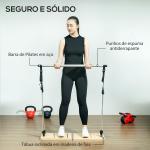 Barra de Pilates com 6 Faixas Elásticas Tábua Inclinada Ajustável para Treino de Corpo Inteiro em Casa 90x33x3 cm Cinza