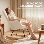 Poltrona Baloiço em Borrego com Oscilação de 40° Pés de Madeira de Faia e Estrutura de Aço 71x98x101 cm Bege