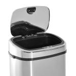 Balde de Lixo Inteligente de Aço Inoxidável 68L com Sensor Infravermelho de Abertura Automática e Contato Manual para Cozinha Dormitório Casa de banho 40,5x29,578cm Prata
