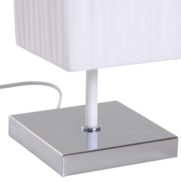 Candeeiro de Pé com 2 Casquilhos E27, Ecrã em Tecido, Interruptor de Pedal e Base em Aço Inoxidável, Branco