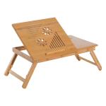 Mesa de Computador Portátil Bambu Dobrável Reclinado Altura ajustável Suporte Mesa de volta 1 Gaveta 55x35x22 - 30cm