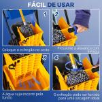 Balde de Esfregona 26 L com Rodas, Sistema de Espremedor, Asa de Transporte e Duplo Compartimento 78x45x95 cm Multicolor