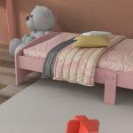 Cama para Crianças de Madeira com Barreira de Proteção e Estampados Carga Máx. 40 kg 143x77x60 cm Rosa