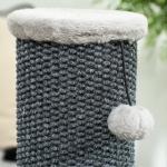 Arranhador para Gatos com Poste de Sisal Escova de Auto Higiene e Bola Suspensa 40x48x85 cm Cinza e Creme