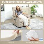 Poltrona Relax com Aquecimento Lombar e Massagem por Vibração Reclinável USB e Função de Memória 82x99x106 cm Bege