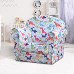 Poltrona para Crianças acima de 3 Anos com Desenhos de Foguete Estrutura de Madeira e Estofado em Flanela 50x39x44 cm Multicor