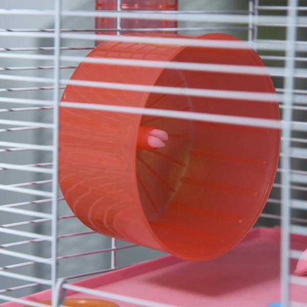 Gaiola para Hamster com 5 Plantas Escada Alimentador Bebedor Roda e Túnel 46x30x58cm Verde e Branco