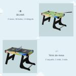 Mesa de Jogos Dobrável 4 em 1 Matraquilhos Hóquei de Mesa Bilhar Pingue - Pongue e Acessórios Incluídos 86,5x43,5x64 cm Multicor