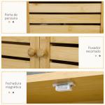 kleanklin Móvel de Bambú sobre Sanita Armário Alto para Casa de Banho com 2 Portas 1 Prateleira Interior e 1 Prateleira de Armazenamento 60x23x173cm Natural