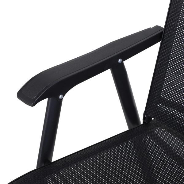 Conjunto de 2 cadeiras dobráveis para exterior com apoio de braços Cadeiras para varanda Jardim Terraço 58x64x94 cm Preto Carga 100kg