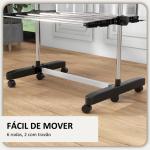 Estendal Vertical Dobrável de 4 Níveis com 6 Rodas 2 Laterais Dobráveis Prateleiras Ajustáveis 142x55x172cm Preto