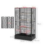 Gaiola para Pássaros 61x36,5x98 cm com Portas Poleiros Bandeja Removível e Alças para Canários Periquitos Preto