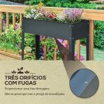 Floreira Elevada Mesa para Cultivo Retangular para Plantas Verduras e Flores com 3 Orifícios de Drenagem 100x30x80cm Cinza