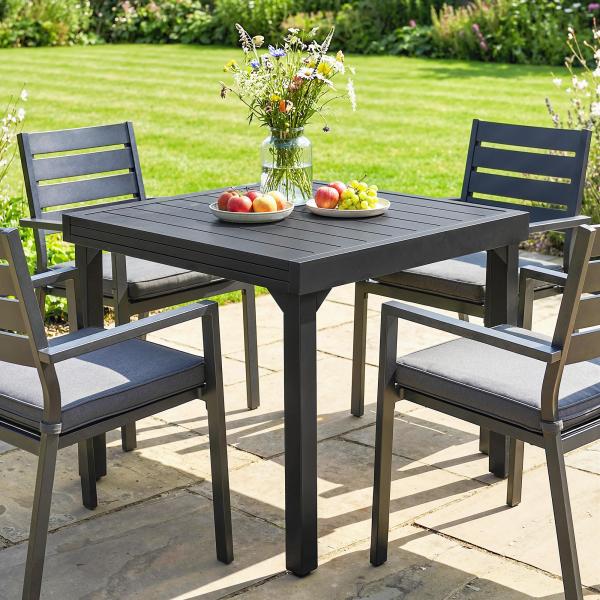 Mesa de Jantar Exterior Extensível 80 - 160 cm - Mesa de Jardim Retangular para 4 - 6 Pessoas, Terraço, Preto