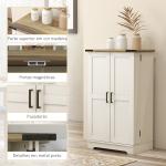 Armário Despensa de Cozinha com 2 Portas, 16 Prateleiras e Prateleira Ajustável para Sala de Jantar ou Sala de Estar 60x40x104 cm Creme