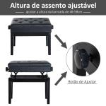 Banco de Piano com Espaço de Armazenamento Altura Ajustável com Assento Acolchoado Carga 200 kg 54,5x33x48 - 58 cm Preto
