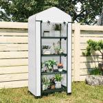 Estufa de Jardim com 4 Prateleiras e Cobertura de PE Estufa de Aço para Cultivo de Plantas Flores 69x50x165 cm Branco