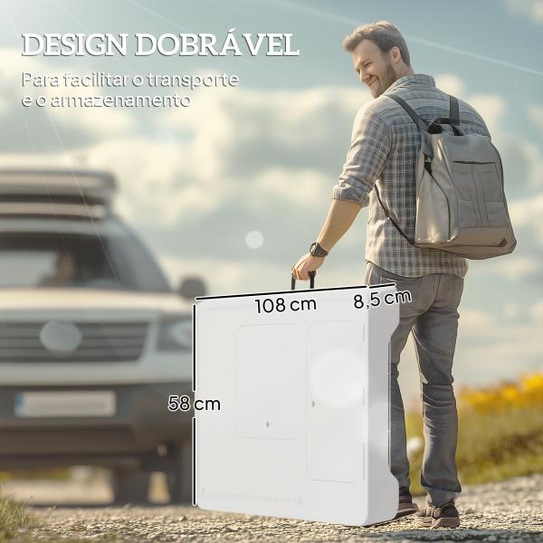 Mesa para Campismo Dobrável Mesa com 2 Lavatórios Mangueira de Drenagem Estação de Limpeza 108x58x92 cm Branco