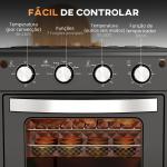 Mini Forno Elétrico 30L 1600W Mini Forno de Convecção com 7 Modos Temporizador e Temperatura Ajustável 43x39x39 cm Preto