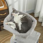 Arranhador para Gatos Grande Altura 104 cm com Plataformas Postes com Escova Bolas Suspensas e Almofadas para Arranhar Cinza