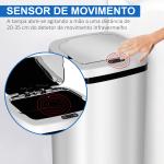 Balde de Lixo Inteligente 50L com Sensor Infravermelho Botão Tátil Balde de Lixo com Abertura Automática 33x25x84 cm Prata