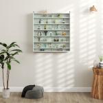Vitrina de Parede em Madeira com Prateleiras Ajustáveis e 2 Portas Deslizantes de Vidro 80x9,5x83 cm Branco